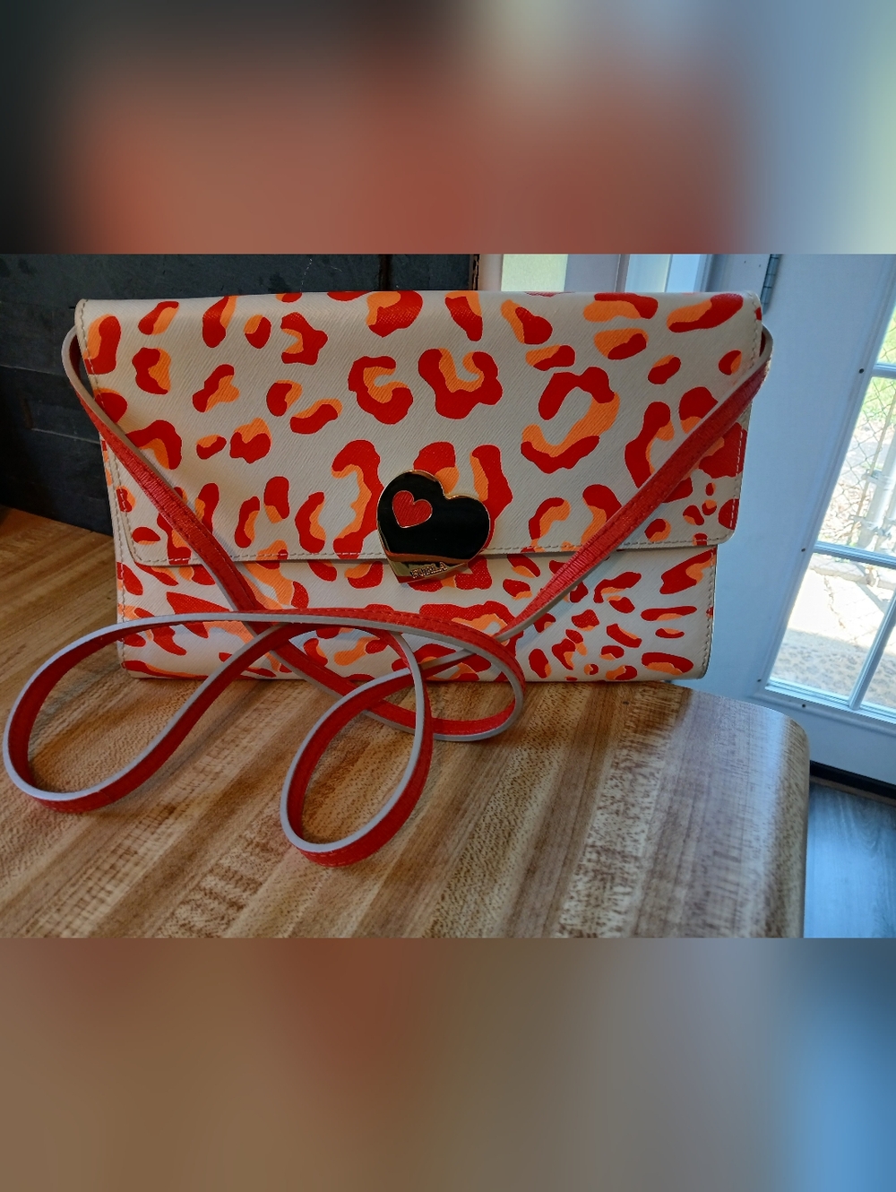 Furla EUC Leopard Print Clutch/Crossbody